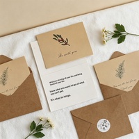 Carte de vœux rétro avec motif végétal, enveloppe en carton, minimaliste, simple, fleur, haut de gamme, romantique, Saint-Valentin, message de confession