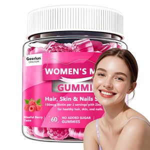 Gomitas Masticables de Biotina con Zinc, Vitaminas <span class=keywords><strong>B6</strong></span> y B12, Sin Azúcar, Marca Privada, Favorecen la Salud del Cabello, Uñas y Piel, para Mujeres - Product Image 1