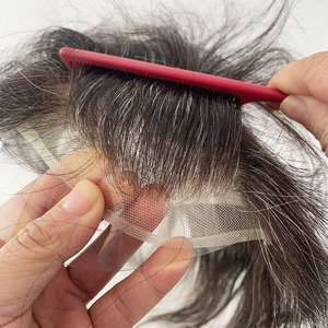 ทูเป้ผมแท้สำหรับผู้ชาย แบบสั่งทำพิเศษ ความหนาแน่น 60% พร้อมผมสีเทา  ฐานลูกไม้สวิส  มองไม่เห็นรอยต่อ - Product Image 2