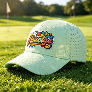 OEM Custom Rubber Logo Breathable Waterproof Golf Hat Laser Cut Holes White Metal <b>Clip</b> Adjustable Snapback Performance Golf Cap - Product Image 1