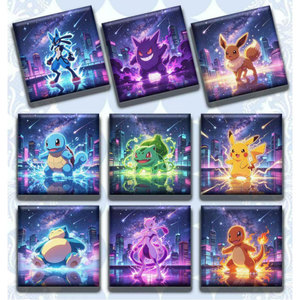 Aimants de réfrigérateur carrés en céramique Pokémon, vente en gros, magnétiques, bon marché, boîte mystère unique, fan art, pack de boosters scellé - Product Image 1