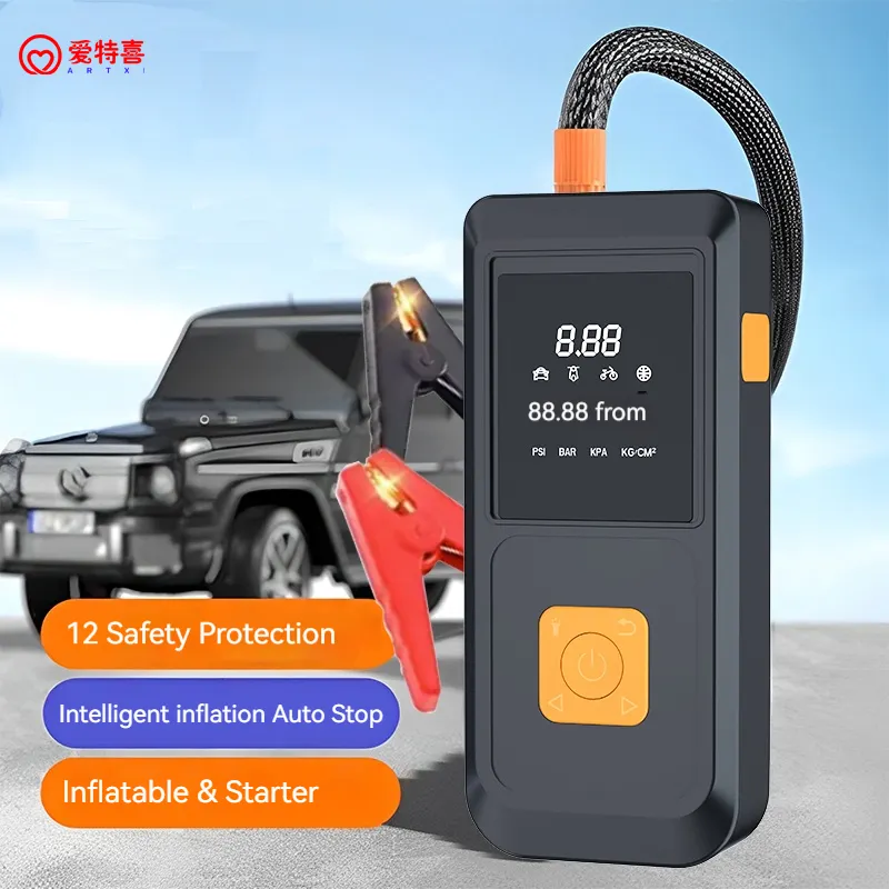 2024 new products Portable Multifunction Car Jump Starter Power Emergency Starter 12V Auto Buster with digital tire inflator