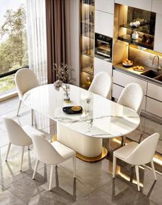 Table à Manger Ovale en Marbre Style Nordique pour Hôtels et Restaurants - Product Image 2