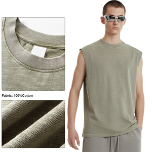 Débardeur Homme Unisexe en Coton Naturel Lavé, Personnalisable avec Logo Imprimé, Style Streetwear, Coupe Oversize Vintage - Product Image 3