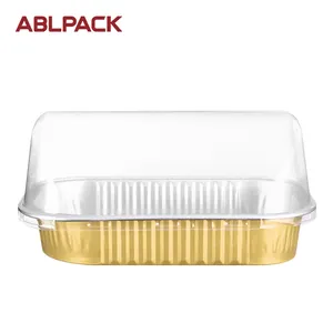 320ML/10.7oz stampo per torta per microonde contenitore rettangolare in foglio di alluminio tazze da forno vassoio per alimenti con coperchio