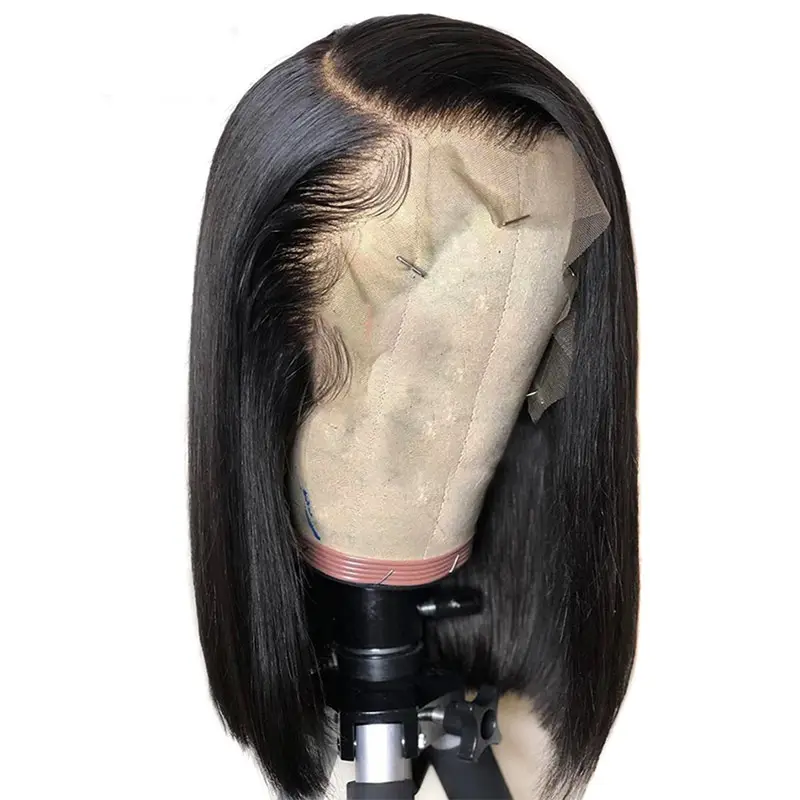 Lace Front Wigs Wholesale Vendors Human Hair Peruvian Cut Short Bob Glueless Hd Thin Film Lace for Women Boy Frontal Bob 8 Inch