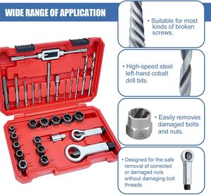 29 cái tác động Nut/Bolt loại bỏ khoan Bit <span class=keywords><strong>Kit</strong></span> Bolt extractor công cụ thiết lập cho bị hư hỏng gỉ vít bu lông đai ốc phụ kiện - Product Image 3