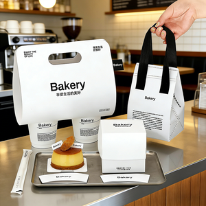 Juego de Empaque Personalizado para Panadería, Caja de Papel y Bolsa de Transporte con Logotipo para Café, Postres y Comida para Llevar, Cajas de Panadería - Product Image 5