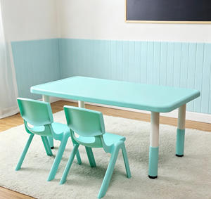 Tables et chaises de maternelle, table pour enfants, table de jeu en plastique pour bébé, table rectangulaire réglable, mobilier de maternelle - Product Image 5
