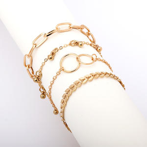 Geometric Gold Plated <b>Bracelet</b> <b>Set</b> Women's Bohemia Style Alloy Jewelry 4 Piece Fashion Jewelry <b>Sets</b> - Product Image 3