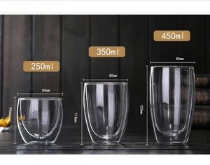Tasses à thé et soucoupes transparentes à double paroi résistantes à la chaleur, verres à bière et à café à double paroi avec poignée épaissie - Product Image 6