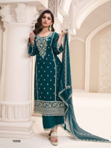 Venta al por mayor de Salwar kameez de seda con bordado traje pakistaní de trabajo con Dupatta para ocasiones festivas de proveedor indio - Product Image 2