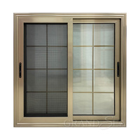 Ventana Corredera de Aluminio de Doble Vidrio Impermeable de Alta Calidad con Diseño de Rejilla y Mosquitera