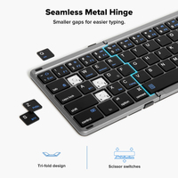 Delux KF18 Folding Wireless Keyboard 2.4G Rechargeable 2-in-1 Touchpad Leather Cover Portable Multi-Device Compatible