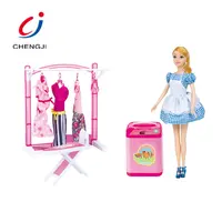 אופנה ילדה להעמיד פנים צעצוע בגדי כביסה קשה גוף פלסטיק מוצק מלא 11.5 אינץ בובת סט