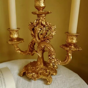 Bougeoir en résine synthétique de style baroque français vintage, spot européen de luxe, romantique, pour mariage, <span class=keywords><strong>dîner</strong></span> aux chandelles, ornement artisanal - Product Image 5