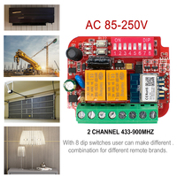 Récepteur de contrôle WiFi et RF Tuya 300-868 MHz, 2 canaux, CA 85-250 V, interrupteur de porte de garage pour contrôle de portail 433 MHz 868 MHz