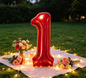 Party Love Balloon Numero Rojo N1 45cm 12 pcs Bag Suitable for birthday parties, baby showers - Product Image 6