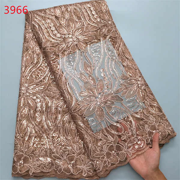 3966 African French Lace Fabric Party Dresses Sequins Lace Fabric Wholesale Price Sequin Embroidery Lace Fabric for Wedding