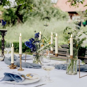 Pin hoạt động Flameless taper nến với hai bộ đếm thời gian từ xa 6.4 "LED 3d-wick cửa sổ Nến nhấp nháy lâu dài ấm áp - Product Image 6