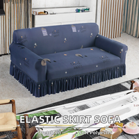Housses de canapé extensibles antidérapantes pour causeuse et canapé 3 places, motif tartan avec jupe, pour salon