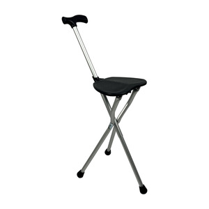 Bâton de marche pliable multifonctionnel en alliage d'aluminium avec siège large et embouts en caoutchouc pour une utilisation en extérieur - Product Image 2