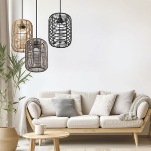 Lámpara Colgante Retro Minimalista Estilo Wabi Sabi, Tejido de Ratán Sintético, Bombilla E27, Forma Redonda, para Hotel, Casa de Huéspedes, Restaurante - Product Image 2