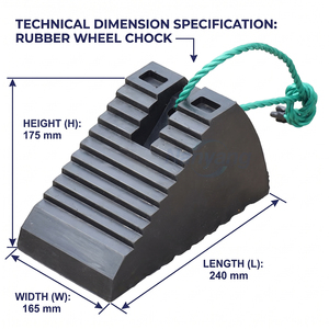 Cales de roue robustes en caoutchouc pour camions et remorques avec corde de sécurité – Blocs de stationnement pour pneus - Product Image 2