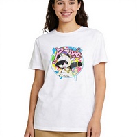 Camiseta de algodón informal de manga corta con estampado de panda de dibujos animados estilo callejero, corte regular, para mujeres y hombres, parejas