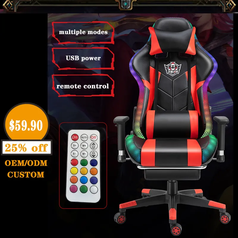 Wholesale Pc Office Racing Computer Chair Ergonomic Leather Silla Gamer Dropshipping massage Gaming Chair With Footrest