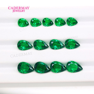 Cadermay Synthetic Tsavorite Pear Cut Green Loose Gemstone For Ring Making - Product Image 1