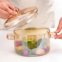 Casserole en verre borosilicate épais, résistante à la chaleur, grande capacité, double poignée, design moderne minimaliste, compatible gaz/électrique