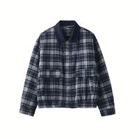 Veste en tweed OEM/ODM pour homme, veste chaude d'hiver à blocs de couleur, coupe ample, vêtement d'extérieur décontracté, veste de mode pour homme