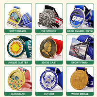 Médailles de championnat sportif personnalisées en alliage de zinc, médaille 3D avec ruban pour tournoi sportif, journée sportive scolaire