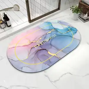 Tapis de bain en diatomite super absorbant, antidérapant et confortable, antidérapant, à séchage rapide, pour salle de bain, ensemble de tapis de douche