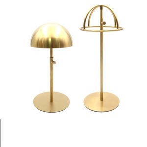 Support en acier inoxydable de fer à revêtement en poudre de luxe en or personnalisé en gros support de chapeau de forme ronde présentoir de chapeau - Product Image 1