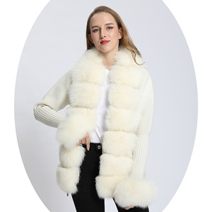 <span class=keywords><strong>Cardigan</strong></span> in vera pelliccia Janefur prezzo di fabbrica moda donna maglione corto in pelliccia di volpe manica lunga - Product Image 2