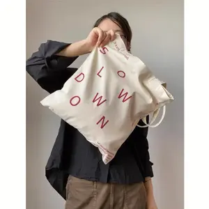 Large Extra Reusable Cotton Canvas Tote Bag Eco-Friendly Wholesale Custom Manufacturer Shopping Bag With Letter Pattern