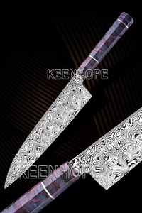 Keenhope sang trọng 8 inch Damascus đầu bếp dao Thụy Điển damasteel vinland rwl34 bột thép ổn định Maple Burl xử lý sắc nét laser - Product Image 5