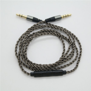 Cable de audio macho a macho de 3,5 mm, blindado trenzado de 1,2 m con micrófono y control para dispositivos de audio para automóvil - Product Image 1