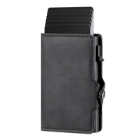 Dompet Kartu Kredit Wanita Lipat Tiga Multifungsi Kulit Sintetis Crazy Horse Retro Anti RFID dengan Penutup Pengunci