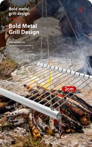 Support <span class=keywords><strong>de</strong></span> barbecue avec lanière suspendue, support <span class=keywords><strong>de</strong></span> barbecue à charbon <span class=keywords><strong>de</strong></span> bois pliant support <span class=keywords><strong>de</strong></span> barbecue simple portable pour la cuisine en plein air - Product Image 6
