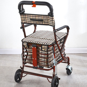 Lightweight <b>Foldable</b> Hand <b>Trolley</b> With 4 PU Wheels For Elderly Shopping Use Steel Pipe Construction - Product Image 5