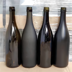 Botella de cristal de licor de champán negro marrón Cabernet Botellas de vino de cristal esmerilado negro Whisky Vodka <span class=keywords><strong>Gin</strong></span> Botella 750 Ml - Product Image 1