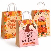 Sacs en papier kraft pour Thanksgiving, sacs cadeaux personnalisés avec logo et poignées pour les achats de fin d'année, la vente au détail et l'emballage de cadeaux