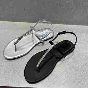 Women Clip Toe <b>Flat</b> Beach <b>Sandals</b> 2026 Summer Rhinestone One Strap Fashion Casual Vacation Walking Shoes - Product Image 2