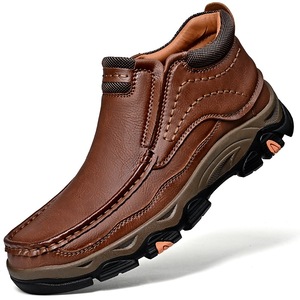 Zapatillas de deporte de cuero PU para hombre, botas informales para hombre, botines con suela gruesa, botas occidentales, zapatos deportivos resistentes al desgaste para hombre - Product Image 5