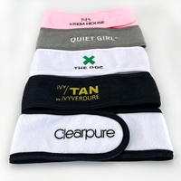 Bandeau de spa en microfibre personnalisé avec logo tissé blanc et noir pour femmes et filles, pour le soin de la peau, le lavage du visage, le maquillage