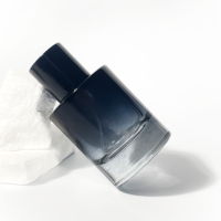 Top Seller botol kosong parfum 30ml 50ml stoples kaca biru gradien dengan tutup botol semprot kabut silinder botol parfum kaca