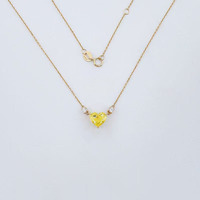 Collier Pendentif Cœur Minimaliste en Diamant Jaune de Laboratoire Réglable en Or Jaune 18K avec Charme Délicat pour Femme